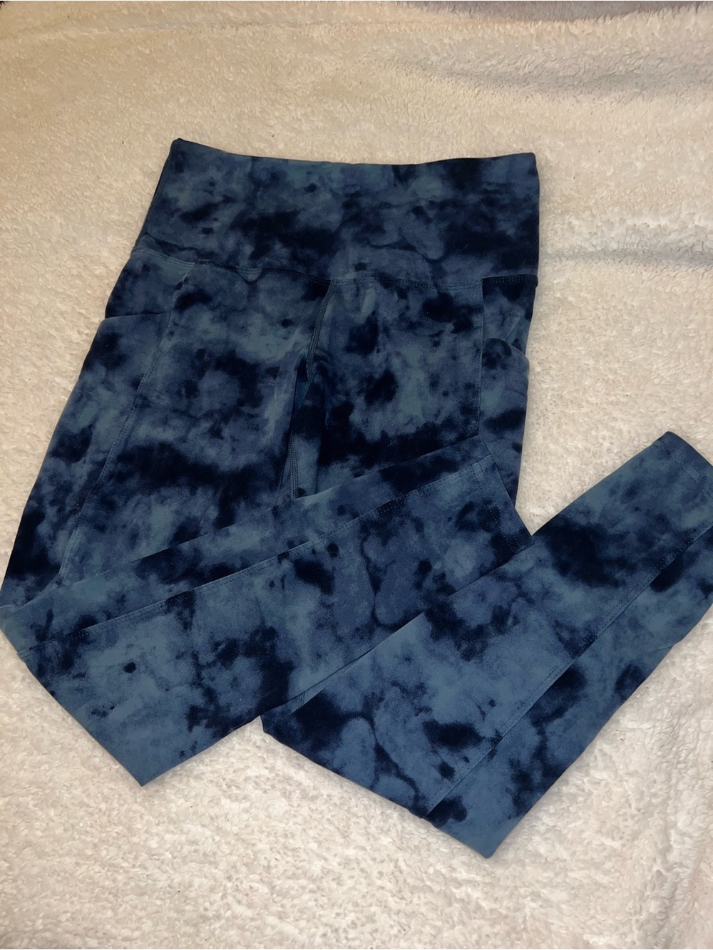 Tuff Athletics Navy & Black Tie-Dye Leggings